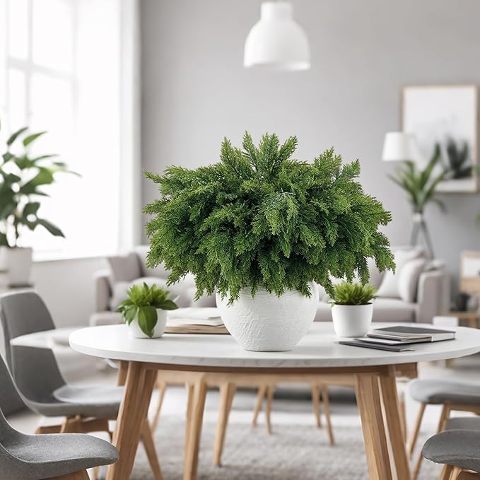 12 Pcs Exceptionally Lush Artisan-Crafted Norfolk Pine Branches – 18" Real Touch Artificial Christmas Greenery Stems for Garland, Wreaths, Vases & DIY Indoor/Outdoor Décor