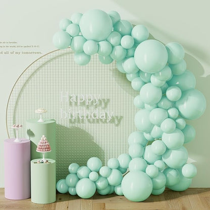 130PCS PastelGreen Balloons, Latex Balloons Different Sizes 18/12/10/5 In, Helium Balloons with Ribbon, Party Balloon Set for Birthday Wedding Graduation Anniversary Baby Shower Decoration