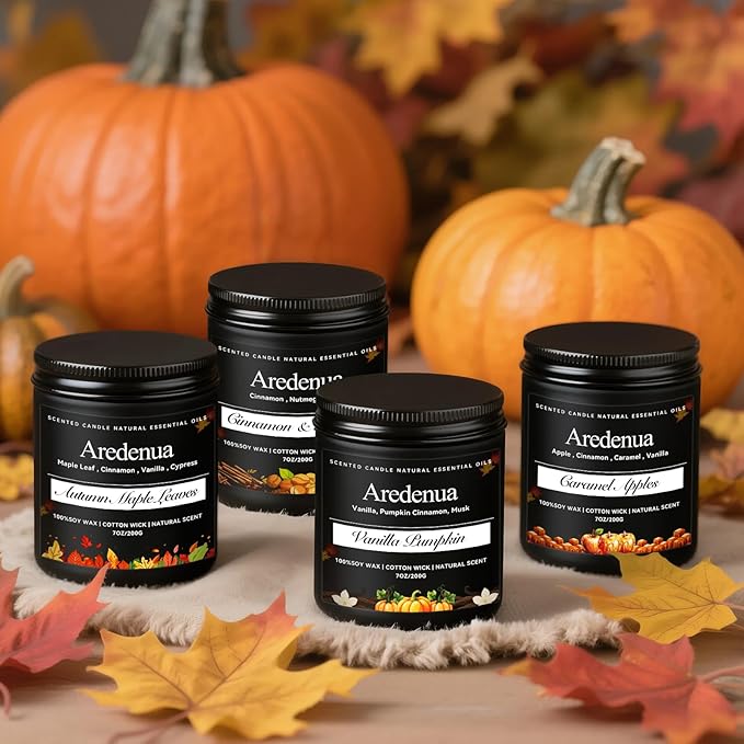 Autumn Leaves Candles – Warm Seasonal Leaf Aroma, Hand-Poured Soy Candles for Winter Home Décor, Cozy Holiday & Christmas Candle Gift