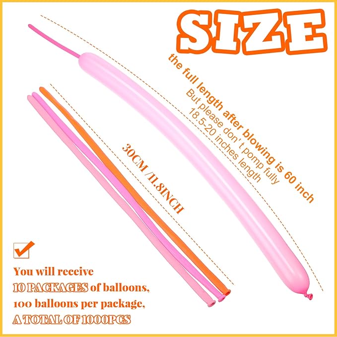 Sratte 1000 Pcs Bulk Animal Balloons 260Q Twisting Long Balloon Assorted Color for Halloween Animal Shape Weddings, Birthdays Clowns, Xmas Presents (Boho Colors)