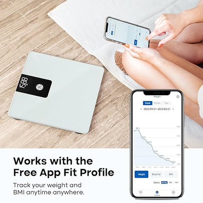 GE Scale Body Weight Bathroom, 500lbs Weight Scales for People BMI Accurate Bluetooth Weighing Device Digital Electronic Weigh Machine White