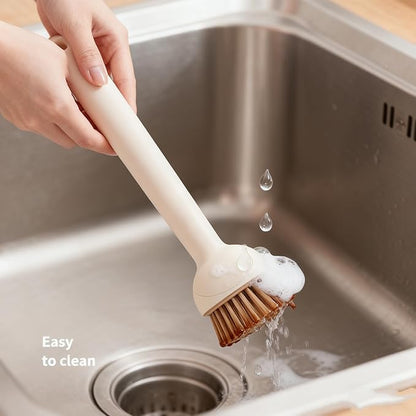 Rotating Long Handle Cleaning Brush,Cleaning Brush for Kitchen, Scrub Brush for Pans, Pots, Kitchen Sink Cleaning, Pack of 2 Plastic Adjustable Household Tool