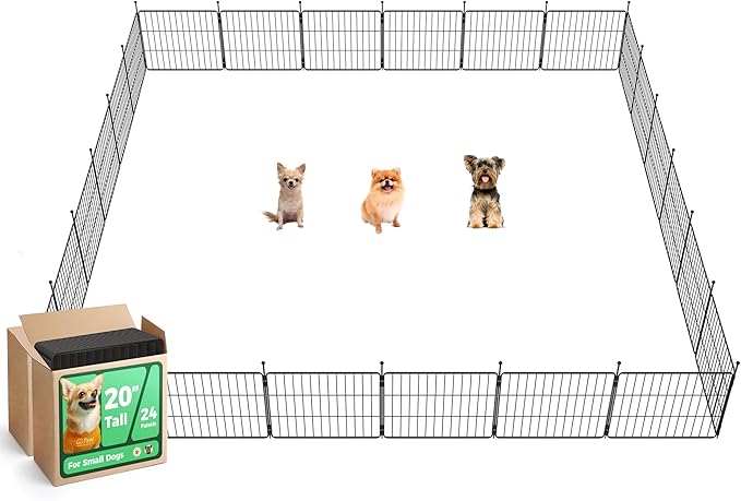 FXW MiniPaws Unleashed Dog Playpen for Yard & RV Camping, Expandable 20-inch 24 Panels for Puppies and Small Dogs, Portable for Indoor and Outdoor Use