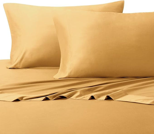 Royal Hotel Bedding Silky Soft, Viscose from Bamboo, and Cotton Blend Sheet Set, 100% Luxury Blend, 60% Viscose Made from Bamboo and 40% Cotton Bed Sheets, California-King Size, Gold