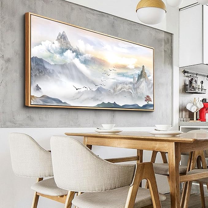 Wood Framed Canvas Wall Art For Living Room Large Size Wall Decorations For Office Abstract Wall Decor For Bedroom Mountain Scenery Wall Painting Artwork Framed pictures Art Home Decor 30" X 60"