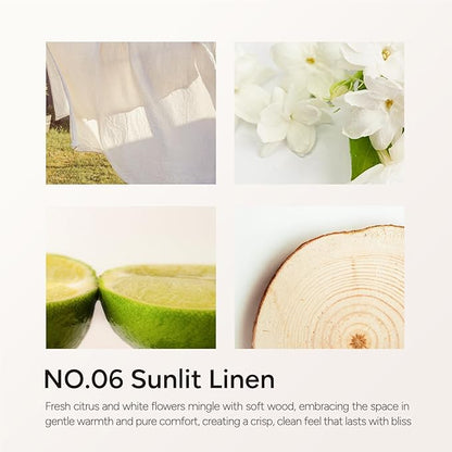 Sunlit Linen Luxury Scented Candles, 9oz Soy Wax Candles for Home Scented, Linen, Jasmine, White Lemon, Wood Scent, Long Burning Time, Gifts for Women, Friends, Men, Sister, Housewarming