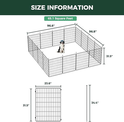 FXW MiniPaws Unleashed Dog Playpen for Yard & RV Camping, Expandable 32-inch 16 Panels for Small and Medium Dogs, Portable for Indoor and Outdoor Use