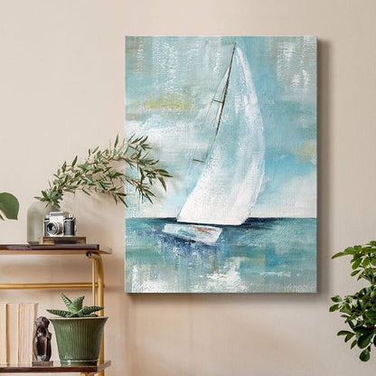 Wexford Home Home Decor Landscape Canvas Wall Art Abstract Floral Painting Modern Pictures Artwork Decoration for Living Room Kitchen Bathroom Office, Ready to Hang, Come Sailing