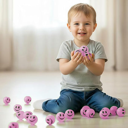 ArtCreativity Glow in the Dark Purple Smiley Face Bouncing Balls - Bulk Pack of 36 - 1 Inch High Bounce Bouncy Balls for Kids, Glowing Party Favors and Goodie Bag Fillers for Boys and Girls