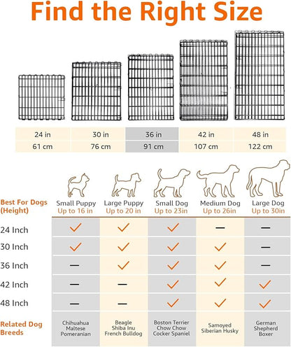 Amazon Basics Foldable Octagonal Metal Exercise Dog Playpen - Indoor/Outdoor, No Door, Medium (8 Panels, 24 x 36), Easy to assemble, store, and customize, 36" - Medium, Black
