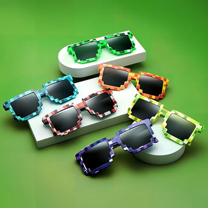 24Pack Pixel Theme Party Favors, 12 Sunglasses and 12 Bracelets for Kids Adults Birthday Party Decorations Supplies