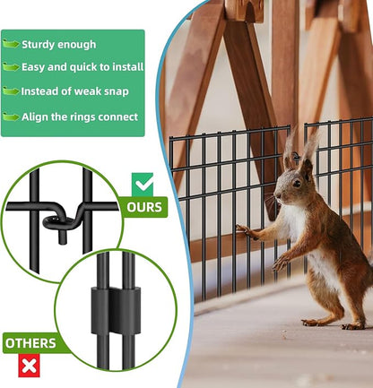 12 Pack Animal Barrier Fence - 13in(H) x12.2ft(L) Metal Fence Barrier for Bottom, 1.2 in Gap Dog & Rabbit Fencing for Garden