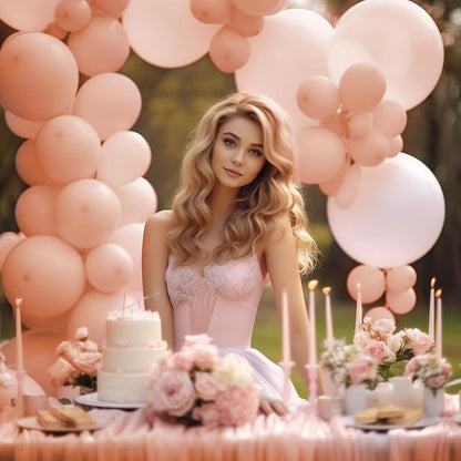 130PCS PastelOrange Balloons, Latex Balloon Different Sizes 18/12/10/5 In, Helium Balloons with Ribbon, Party Balloon Set for Birthday Wedding Graduation Anniversary Baby Shower Decoration