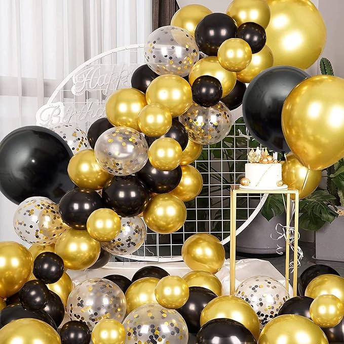 Black Gold Balloons Fiol Balloons Arch Set for New Year Wedding Birthday Party Baby Shower Party Background Decoration