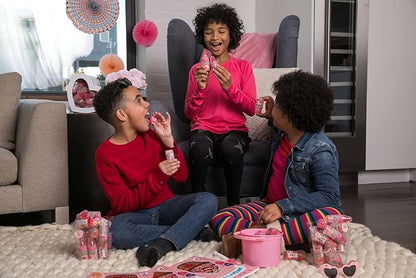 Baby Bottle Pop Valentine's Candy Pink Lollipops, 10 Ct Lollipops with Dipping Powder in Pink Strawberry Flavor, Full Size, Individually Wrapped Hard Candy For Valentine's Goodie Bags, Party Favors