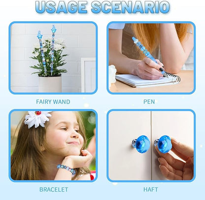 158 Pcs DIY Fairy Wand Garden Stakes Kit,Multiple Color Scheme European Beads Crystal Diamond Tops and 12 or 10 Inch Threaded Rods,Stainless Steel Stakes with Diamond Toppe (Black)