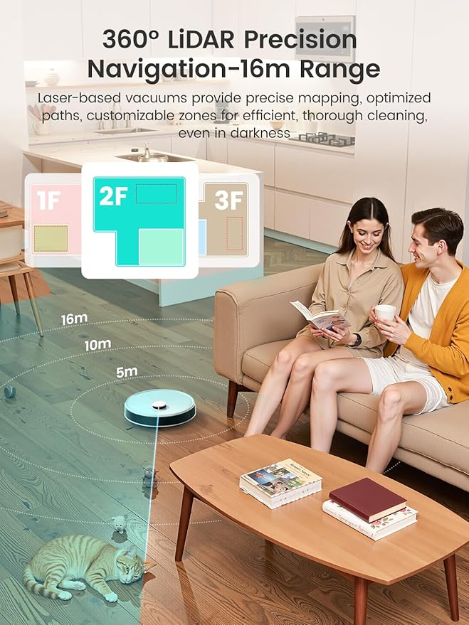 Lefant M3 Robot Vacuum, Robot Vacuum and Mop, 12000Pa Suction, Anti-Tangle Brushes, Dual Spinning Mop, Auto Mop Washing, Drying, Self-Emptying, Self-Refilling, for Pet Hair Dust, App Voice Control