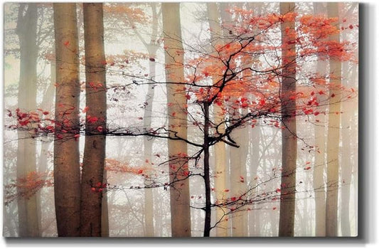Wexford Home Home Decor Landscape Canvas Wall Art Abstract Floral Painting Modern Pictures Artwork Decoration for Living Room Kitchen Bathroom Office, Ready to Hang, orange awakening, 18x27