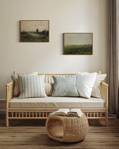 InSimSea Framed Canvas Wall Art Vintage Decor, Wilderness Landscape Painting Pictures for Bedroom Wall Decor, Vintage Wall Art for Living Room, Farmhouse Dining Room Decorations, 12"x16"
