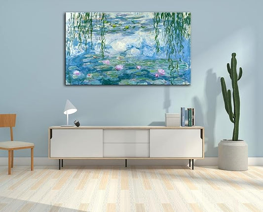 Large Water Lilies by Claude Monet Canvas Wall Art Famous Painting - Classic Canvas Art Wall Decor Picture Print with Framed for Home Office Wall Decor-24" x36"