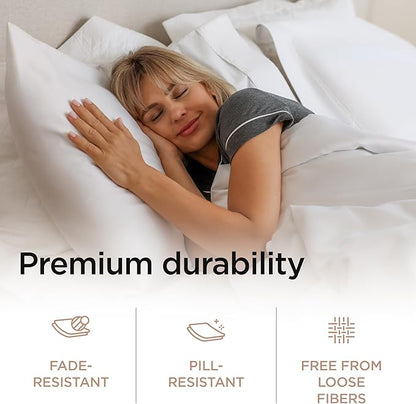 Threadmill Supima Cotton Sheets Queen | 656 Thread Count Queen Sheets for Queen Mattress | 4 Piece Luxury Bed Sheets | Sateen Weave Hotel Quality Sheets with Elasticized Deep Pocket| White Sheets