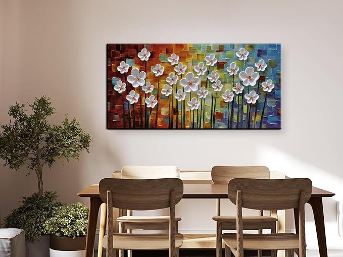 YaSheng Art - 100% Hand painted Art Beautiful colorful Oil Paintings On Canvas Abstract Art Texture Flowers Paintings Home Interior Decor Picture Canvas Wall Art Painting (24x48inch)