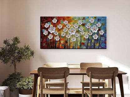 YaSheng Art - 100% Hand painted Art Beautiful colorful Oil Paintings On Canvas Abstract Art Texture Flowers Paintings Home Interior Decor Picture Canvas Wall Art Painting (24x48inch)