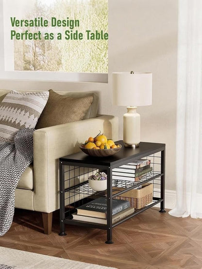 3-Tier Shoe Rack Bench - Entryway Organizer with Shoe Storage, Sturdy Shoe Shelf for Front Door, Small Space Saving Furniture, Black, 27.2" x 12.0" x 15.9"