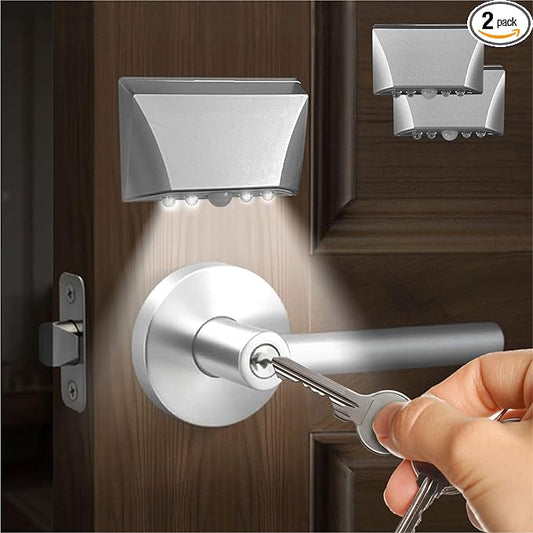 Silver 2 Pack Motion Sensor Keyhole Light - Automatic on/Off Infrared LED, Suitable for Front Doors, corridors, Stairs in The Dark | 3-Way Installation（Magnetic Suction、Adhesive and Screw）