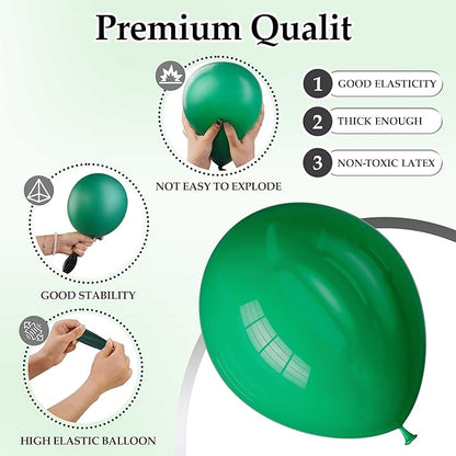 130PCS Dark Green Balloons, Latex Balloon Different Sizes 18/12/10/5 Inch, Helium Balloons with Ribbon, Party Balloon Set for Birthday Wedding Graduation Anniversary Baby Shower Decoration