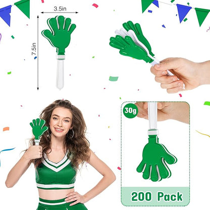 Junkin 100 Pcs Hand Clappers Bulk 7. 5 x 3. 5 Inches Noise Makers Party Favors Clapping Noise Maker Clacker for Birthdays Game Prizes Rewards Football Sporting Events Cheers Supplies (Green)