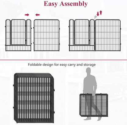 Dog Playpen Dog Fence Outdoor for Yard, 32inch 48 Panels Dog Pens Outside Anti-Rust Pet Playpen Exercise Pen with Lock for Large Medium Small Dogs, Portable Pet Fence for Yard RV Camping
