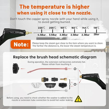 Steam Cleaner For Home, Portable Handheld Steamer For Cleaning Powerful High Pressure Steam Cleaner For Car Detailing Kitchen Grease Tile Grout(Black)