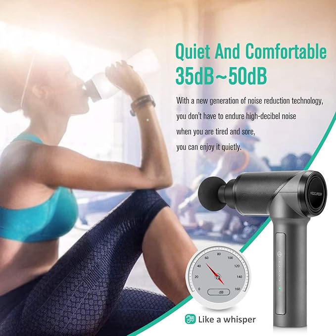 Medcursor Massage Gun, High Intensity Brushless Motor, Handheld Percussion Deep Tissue Massager with 6 Massage Heads for Sore Muscle and Stiffness, Gifts for Father/Dad (Gray)