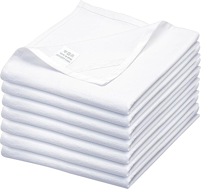 WHITEWRAP Flour Sack Towels| Tea Towel for Crafts| Kitchen Dish Cotton Blank Towel for Embroidery|Baking Bread Proofing Linen Cover| Thick Absorbent Quick Dry| 7 Pack 33"X38" White
