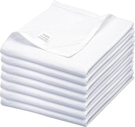 WHITEWRAP Flour Sack Towels| Tea Towel for Crafts| Kitchen Dish Cotton Blank Towel for Embroidery|Baking Bread Proofing Linen Cover| Thick Absorbent Quick Dry| 7 Pack 33"X38" White