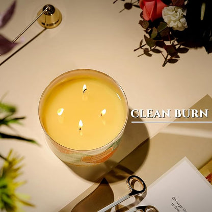 HomeLights Soy Wax Candles for Home Scented, 4-Wick Candles in Fall Wreath Scented, Rustic Modern Aromatherapy Candles Gift for Parties, Relaxing, 18oz