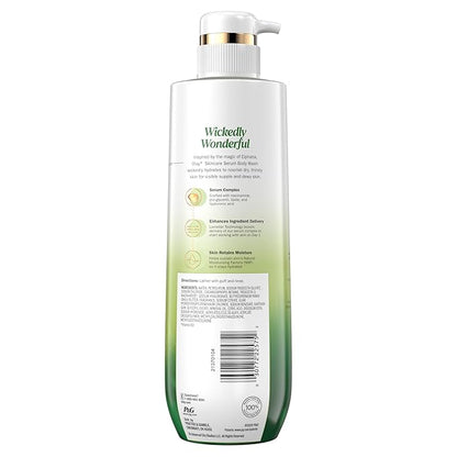 Olay Body Wash for Women, Wickedly Wonderful Elphaba’s Edition, Intensely Hydrating & Renewing, Pro-Hyaluronic Acid Serum with Vitamin B3, For All Skin Types, Cashmere Woods & Lime Scent, 20 fl oz
