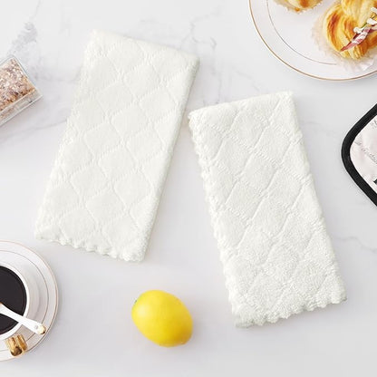 Homaxy 12 Pack Dish Towels for Kitchen (10 x 20 Inches, White), Super Soft and Absorbent Coral Velvet Dish Cloths for Washing Dishes, Nonstick Oil Fast Drying Microfiber Cleaning Cloth