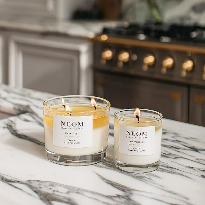 NEOM- Happiness 1 Wick Candle | Neroli, Mimosa & Lemon | Essential Oil Aromatherapy Candle