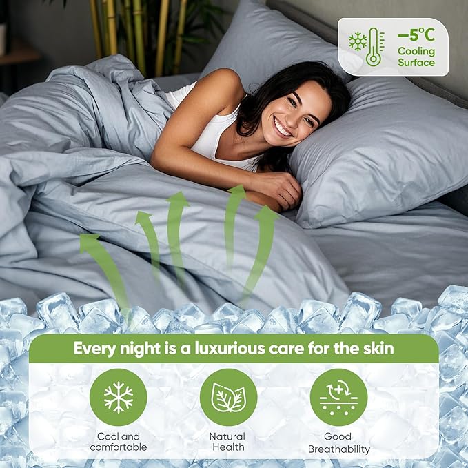 TWK Luxury Sheet Set, Genuine 100% Organic Viscose Derived from Bamboo, Cooling & Breathable, Silky Soft, Bedding Sheets & Pillowcases (Sterling Blue, California King)