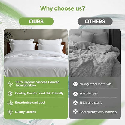 TWK Luxury Sheet Set, Genuine 100% Organic Viscose Derived from Bamboo, Cooling & Breathable, Silky Soft, Bedding Sheets & Pillowcases (White, California King)