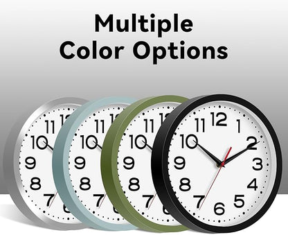 Wall Clock Silent Non-Ticking Modern Clock Battery Operated 8 Inch Small Classic Analog Decorative for Kitchen, Bathroom, Office, Bedroom, Home(Silver)