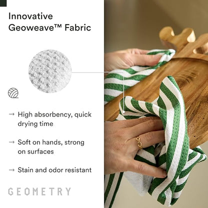 GEOMETRY Kitchen Towel – Spring & Summer Quick Dry Microfiber Dish for Kitchen Drying – Premium Quick Dry, Merry Green