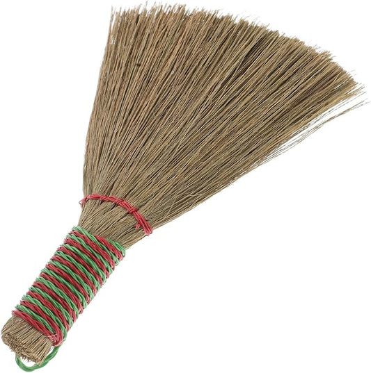 Sosoport Natural Straw Whisk Broom with Handle Handheld Braided Brush for Indoor Cleaning High-Density Bristles for Sweeping Floors Furniture Beds in Living Bedroom Kitchen and Sturdy