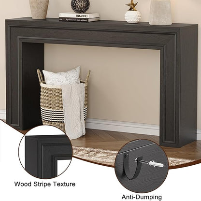 Rresyet 55 Inch Long Console Table, Sofa Table Behind Sofa, Entryway Table, Farmhouse Entryway Table for Entry, Hallway, Living Room (Black)