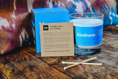 Kindness, Inspirational 8oz Highly-Scented Soy Candle, Made in USA, Great Message, Pure Essential Oils, Aromatherapy, 100% Pure, Bergamot & Eucalyptus