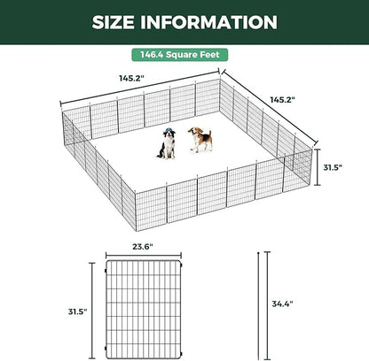 FXW MiniPaws Unleashed Dog Playpen for Yard & RV Camping, Expandable 32-inch 24 Panels for Small and Medium Dogs, Portable for Indoor and Outdoor Use