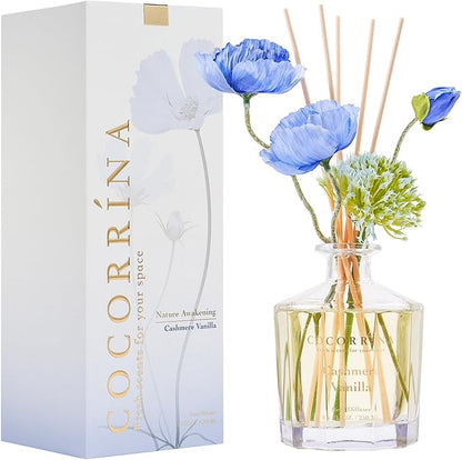 COCORRÍNA Reed Diffuser - Cashmere Vanilla Flower Reed Diffuser Set with 8 Sticks, Home Fragrance Reed Diffuser for Home Bedroom Office Bathroom Shelf Decor (Master Collection)