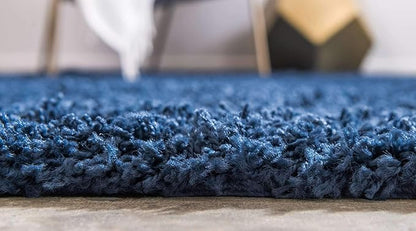 Unique Loom Solid Shag Collection Area Rug (9' x 12' Rectangle, Sapphire Blue/ Navy Blue)